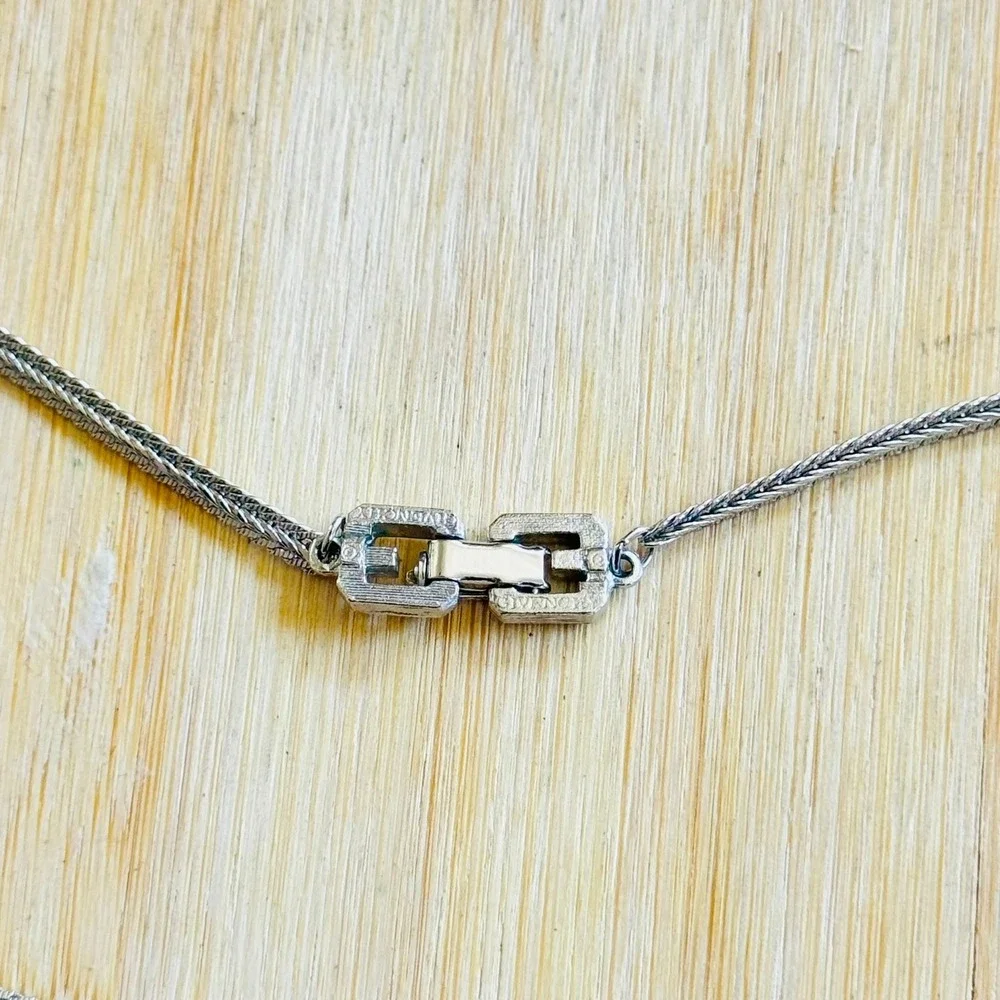 Givenchy Signed Choker Logo Necklace Silver Modernist Chain 18